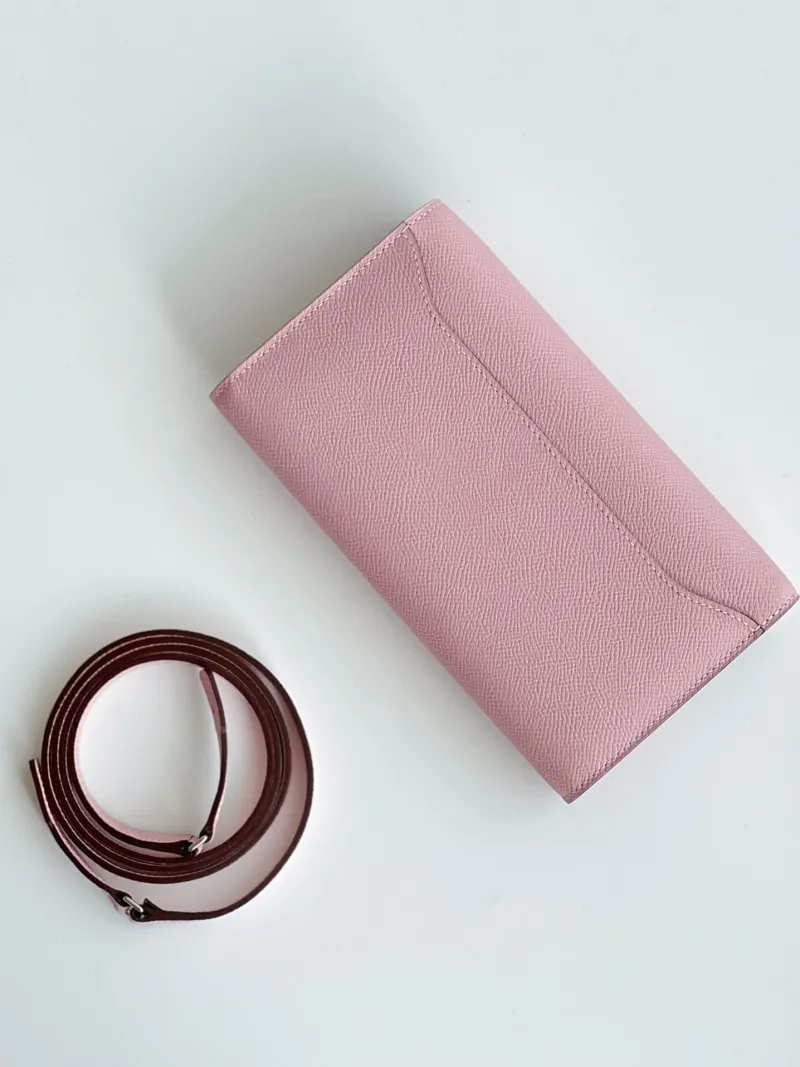 Hermes Pink Leather Crossbody Wallet Bag - Image 8
