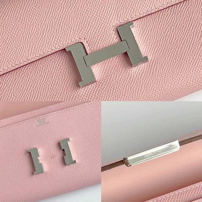 Hermes Pink Leather Crossbody Wallet Bag - Image 9