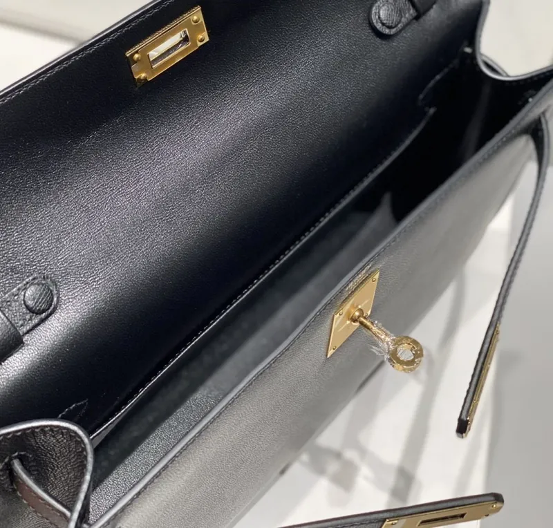 Hermes Black Leather Satchel Bag 296 - Image 6
