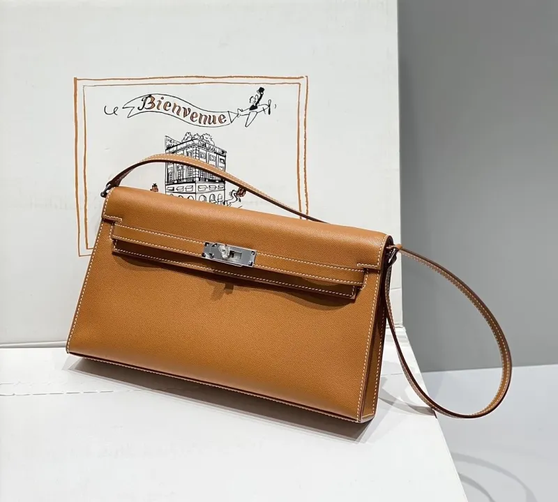 Hermes Tan Leather Shoulder Satchel Bag - Image 3