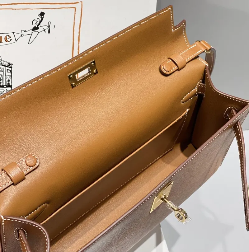 Hermes Brown Leather Satchel Shoulder Bag - Image 9
