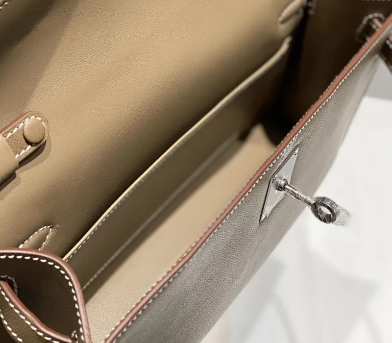 Hermes Taupe Satchel Bag 302 - Image 9