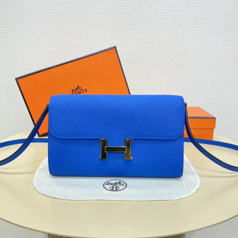 Hermes Blue Leather Satchel Crossbody Bag 303