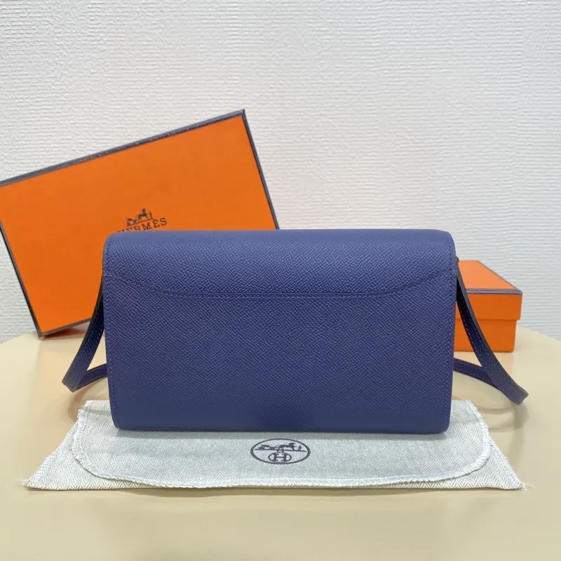 Hermes Blue Leather Satchel Crossbody Bag 305 - Image 3