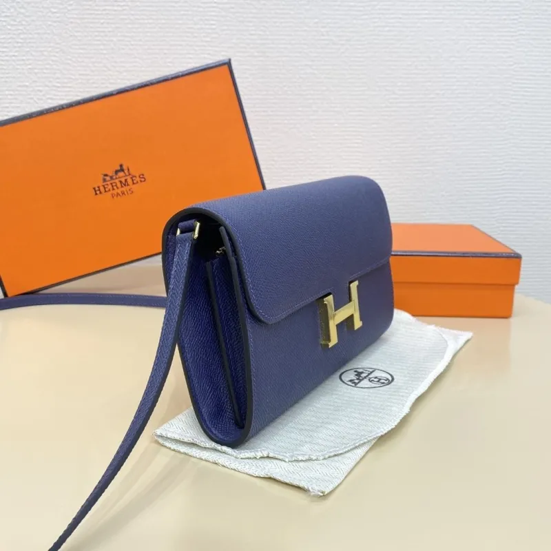 Hermes Blue Leather Satchel Crossbody Bag 305 - Image 4