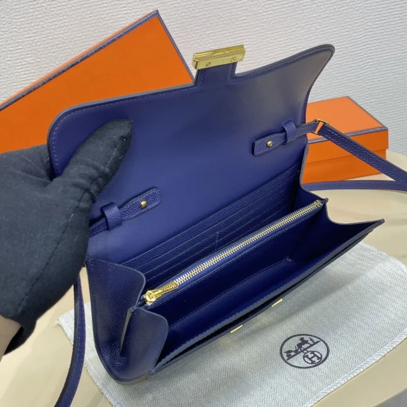 Hermes Blue Leather Satchel Crossbody Bag 305 - Image 10