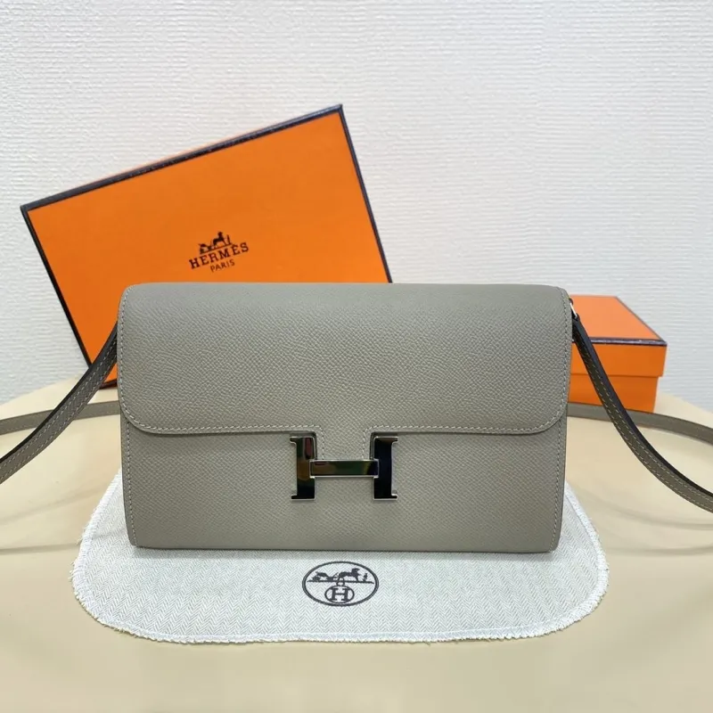 Hermes Gray Leather Satchel Bag 306
