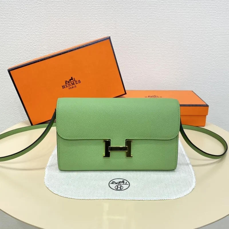 Hermes Green Leather Crossbody Satchel Bag 309