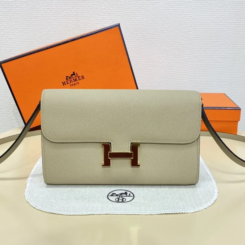 Hermes Beige Leather Crossbody Satchel Bag
