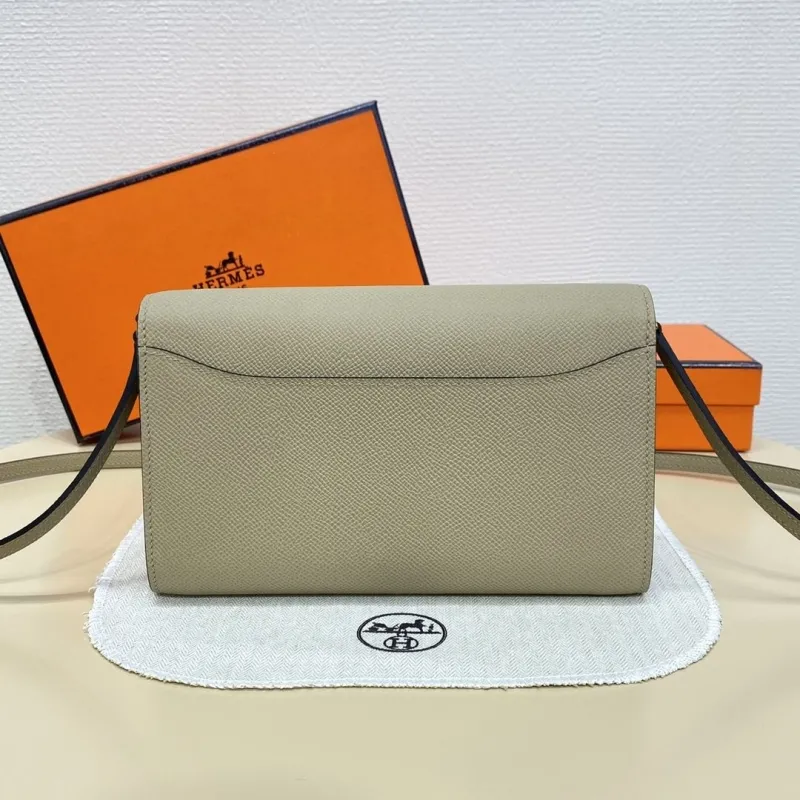 Hermes Beige Leather Crossbody Satchel Bag - Image 3