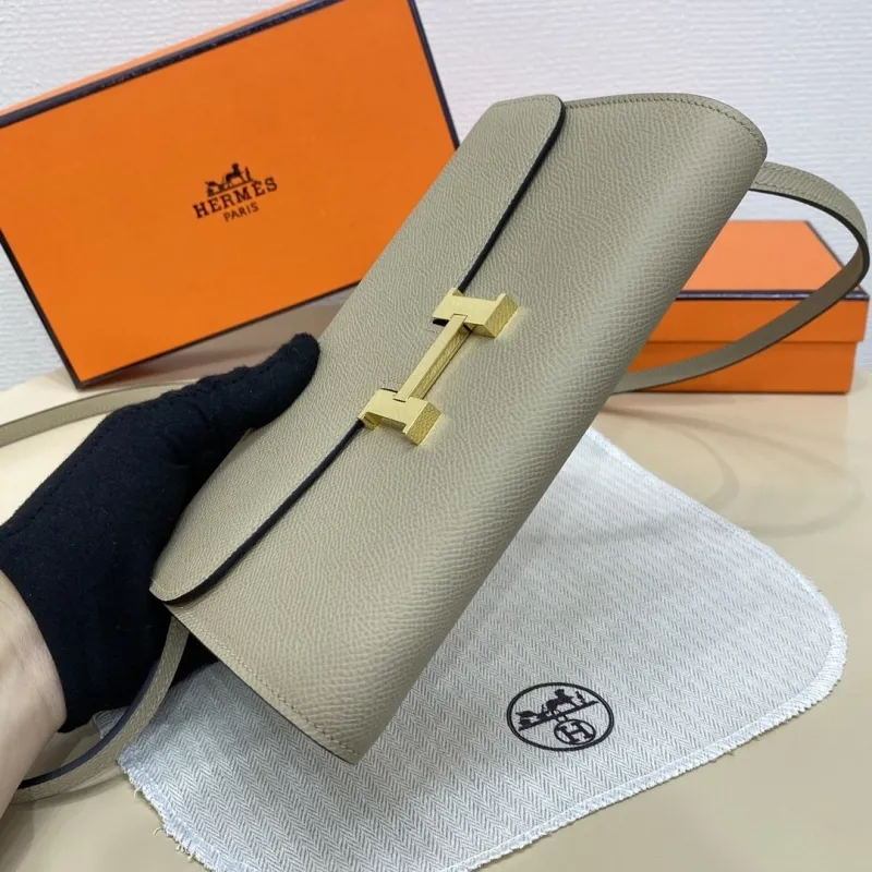 Hermes Beige Leather Crossbody Satchel Bag - Image 5