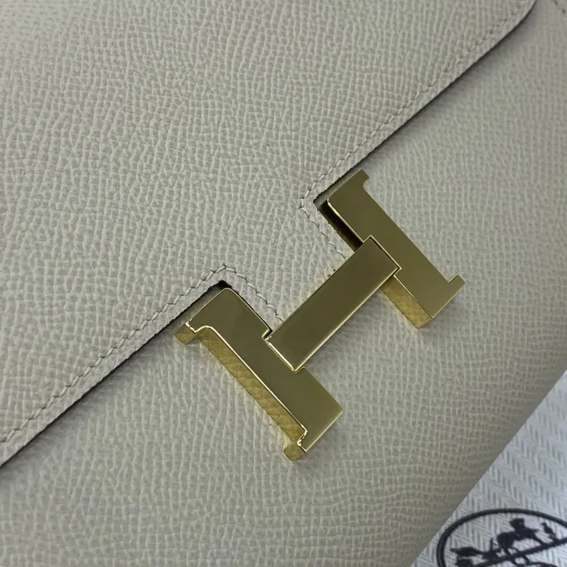 Hermes Beige Leather Crossbody Satchel Bag - Image 6