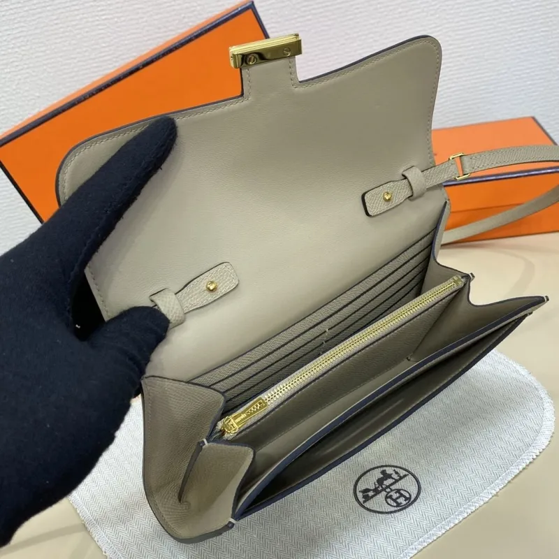 Hermes Beige Leather Crossbody Satchel Bag - Image 10
