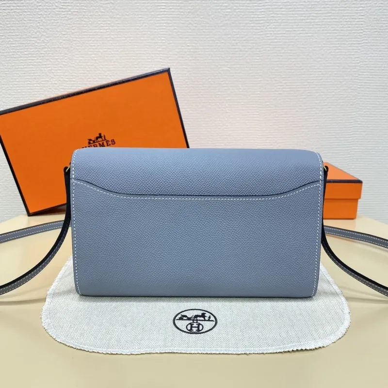 Hermes Light Blue Leather Crossbody Satchel Bag B DJ 932H - Image 3