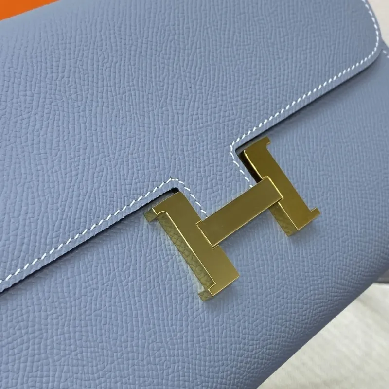 Hermes Light Blue Leather Crossbody Satchel Bag B DJ 932H - Image 6