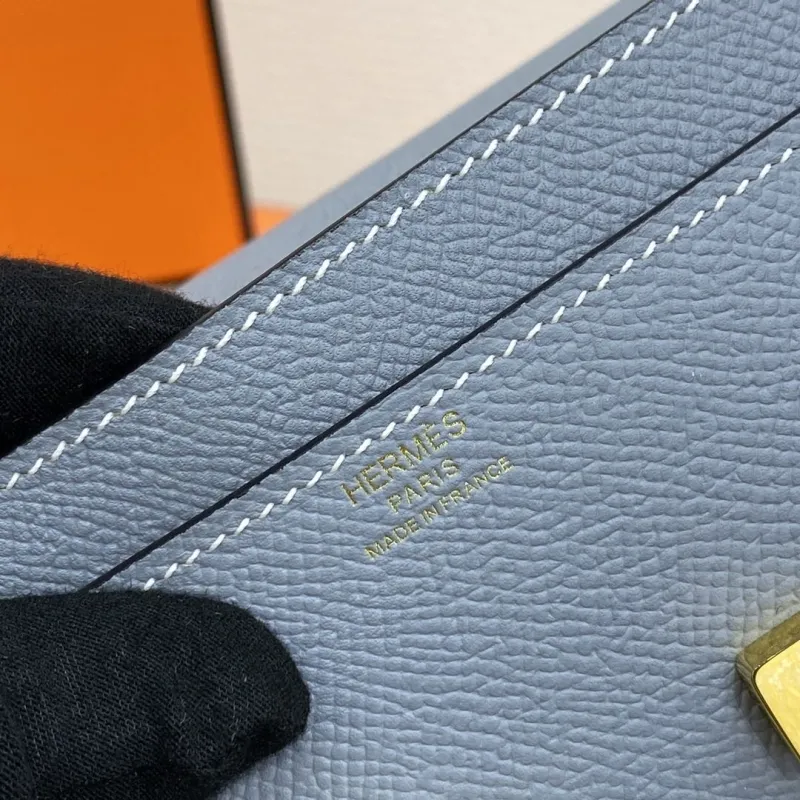 Hermes Light Blue Leather Crossbody Satchel Bag B DJ 932H - Image 9