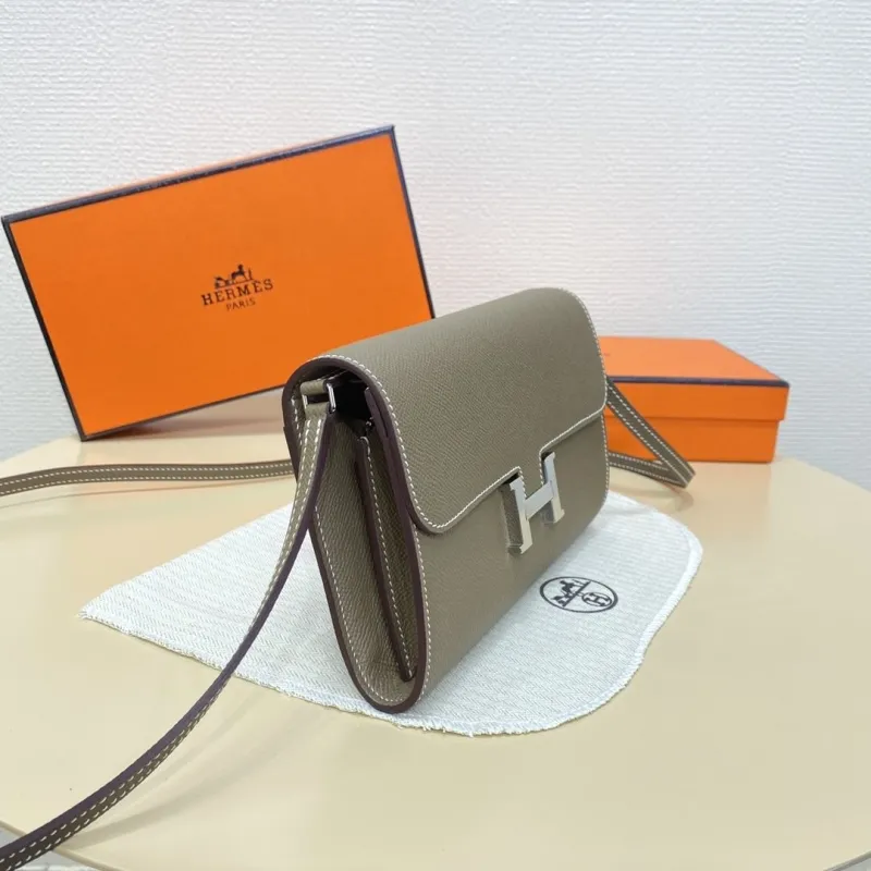 Hermes Etoupe Satchel Crossbody Bag B DL 932H - Image 4