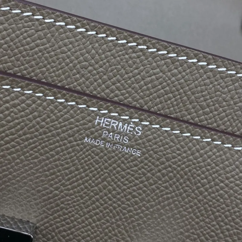 Hermes Etoupe Satchel Crossbody Bag B DL 932H - Image 9