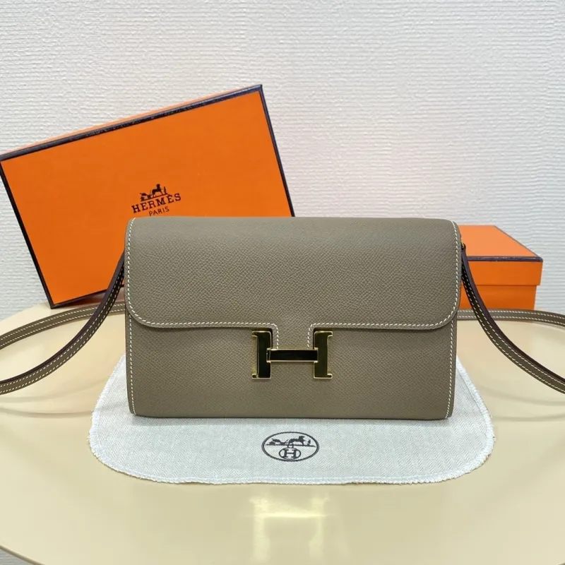 Hermes Taupe Leather Crossbody Satchel Bag B.DI.932H