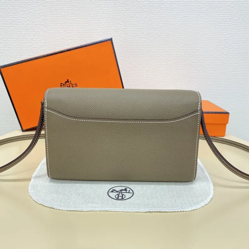 Hermes Taupe Leather Crossbody Satchel Bag B.DI.932H - Image 3
