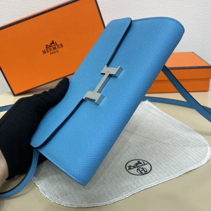 Hermes Blue Leather Crossbody Satchel Bag - Image 5