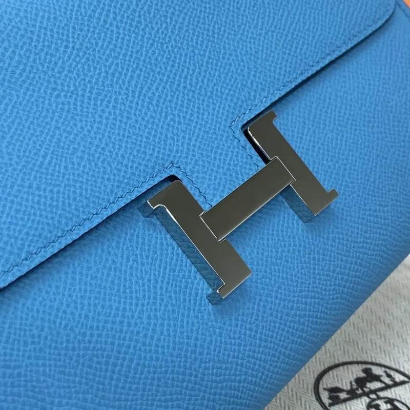 Hermes Blue Leather Crossbody Satchel Bag - Image 6
