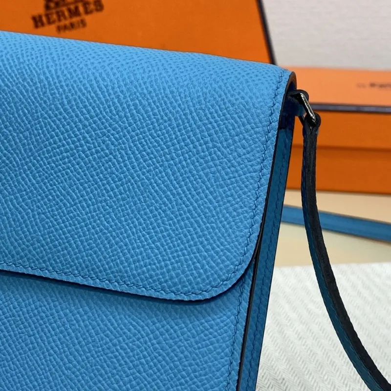 Hermes Blue Leather Crossbody Satchel Bag - Image 7