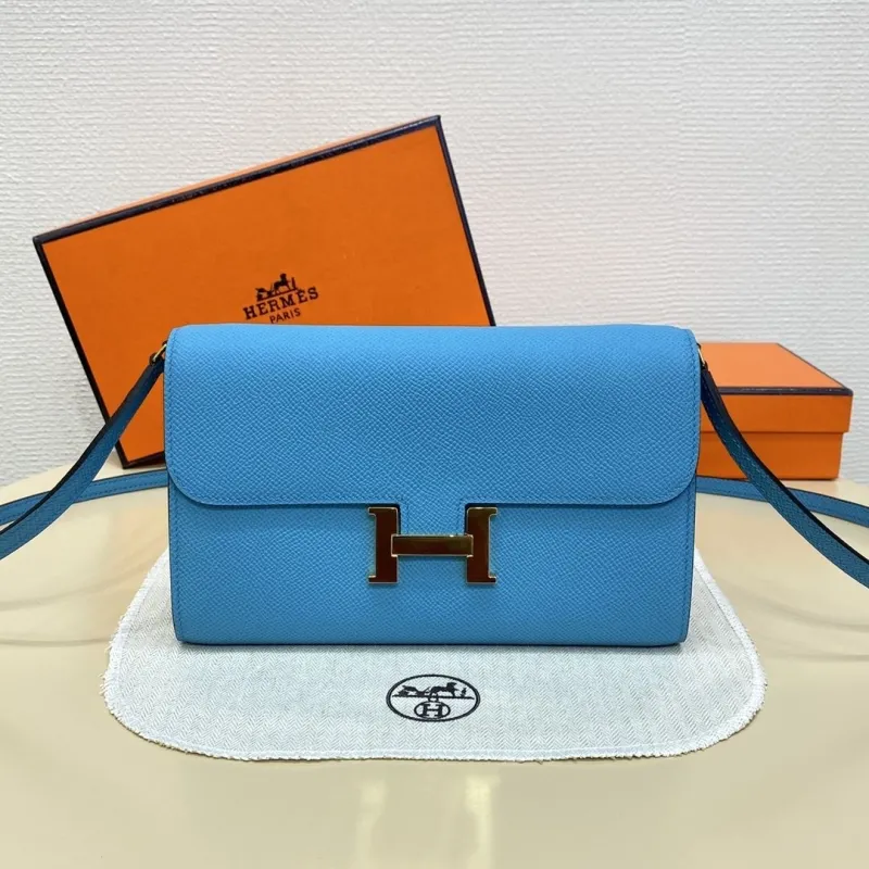 Hermes Light Blue Leather Crossbody Bag 321