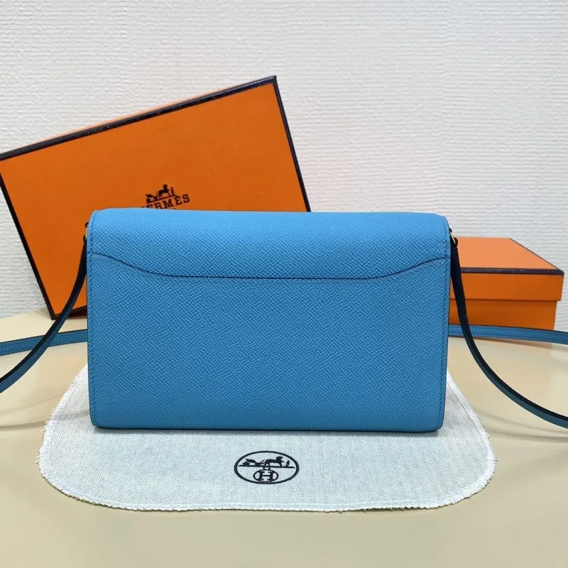Hermes Light Blue Leather Crossbody Bag 321 - Image 3