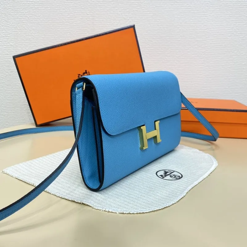 Hermes Light Blue Leather Crossbody Bag 321 - Image 4