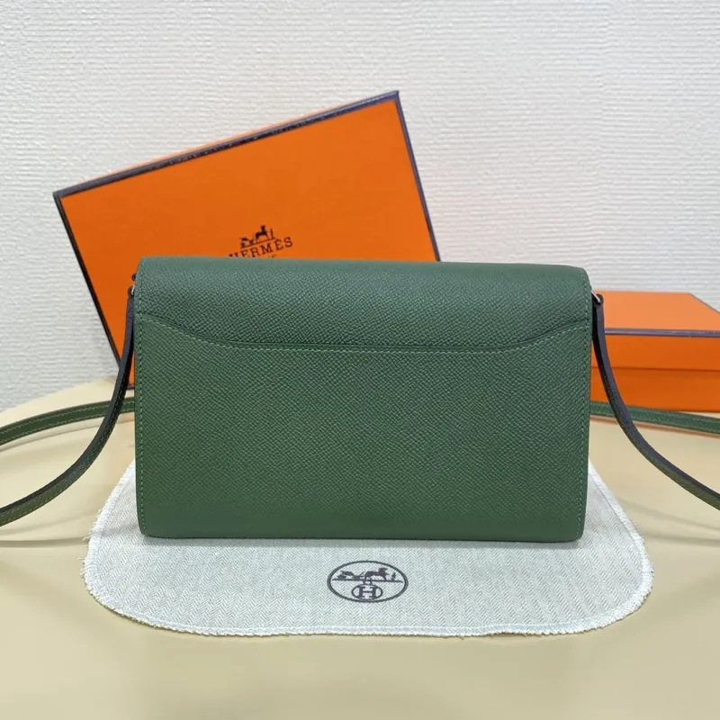 Alternative view of Hermes Green Leather Crossbody Satchel Bag 324