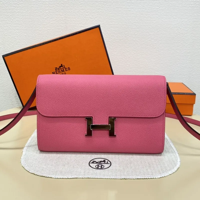 Hermes Pink Leather Crossbody Satchel Bag 326