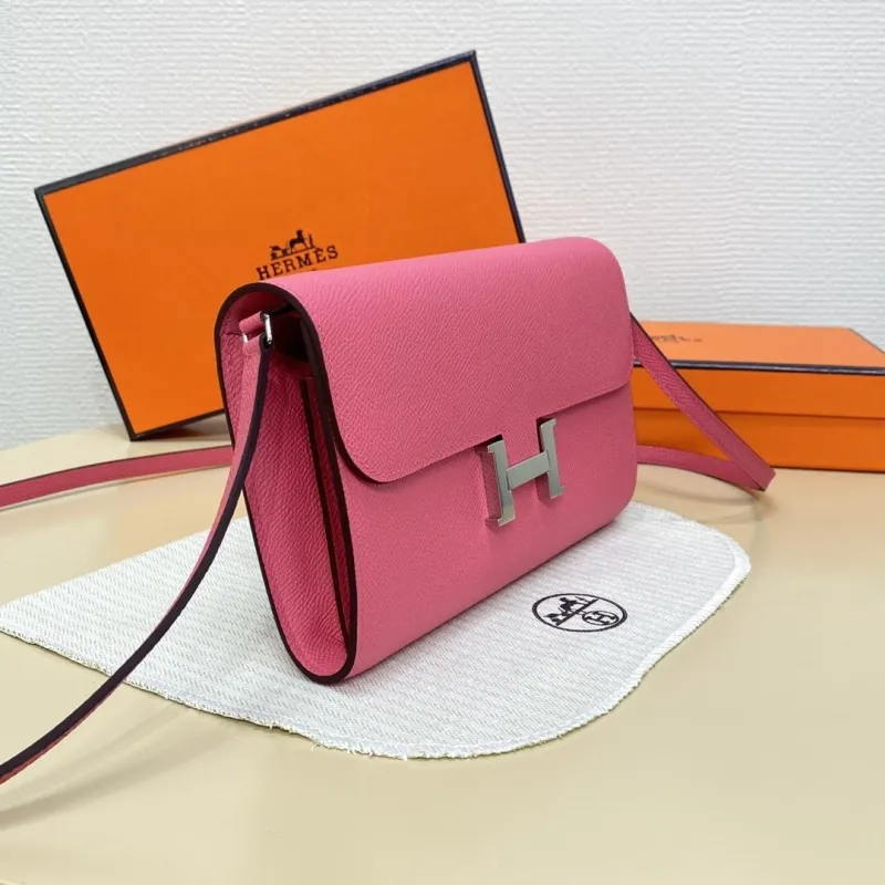 Hermes Pink Leather Crossbody Satchel Bag 326 - Image 4