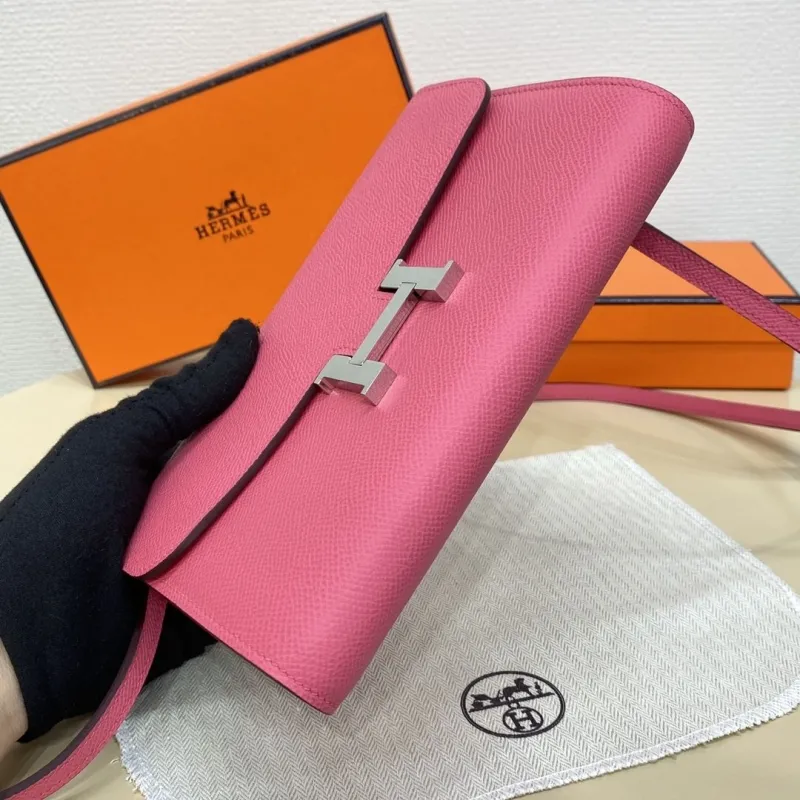 Hermes Pink Leather Crossbody Satchel Bag 326 - Image 5