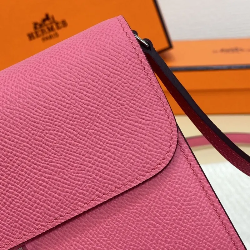 Hermes Pink Leather Crossbody Satchel Bag 326 - Image 7