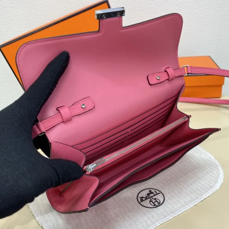 Hermes Pink Leather Crossbody Satchel Bag 326 - Image 10