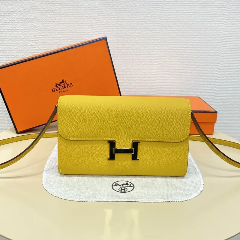Hermes Yellow Leather Crossbody Satchel Bag B DJ 932 H
