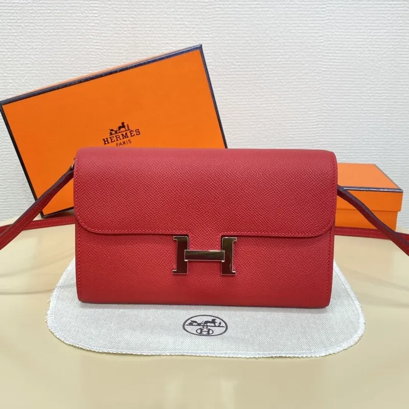 Hermes Red Leather Satchel Bag 332