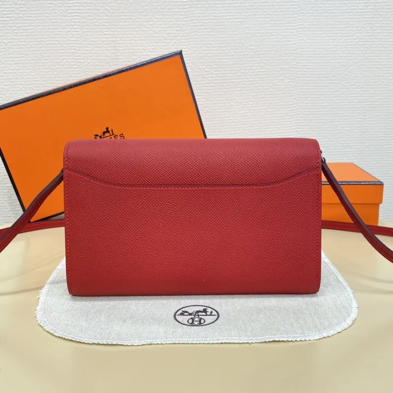 Hermes Red Leather Satchel Bag 332 - Image 3