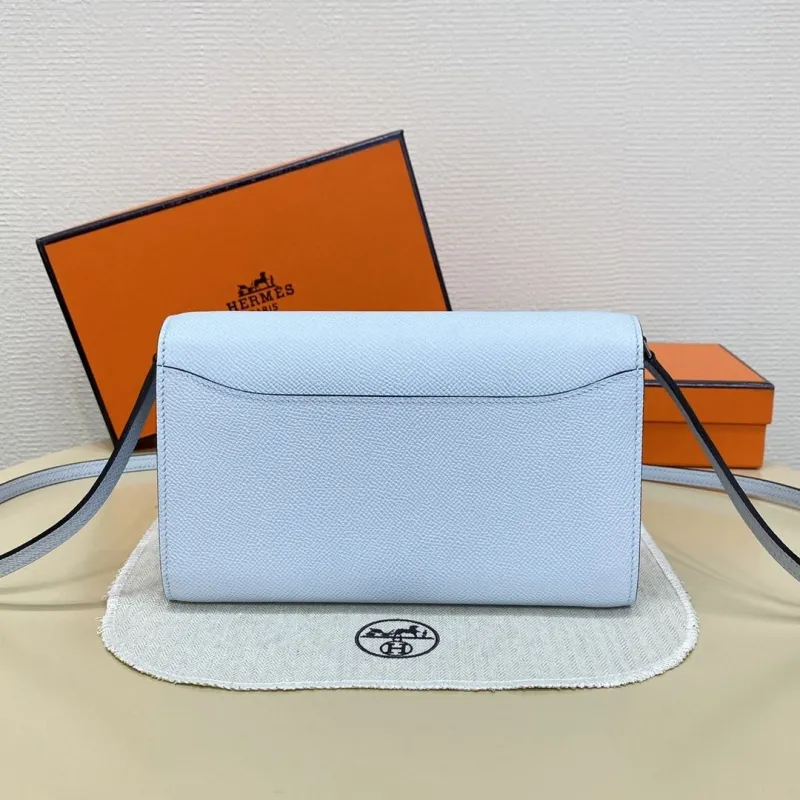 Alternative view of Hermes Light Blue Leather Crossbody Satchel Bag 334