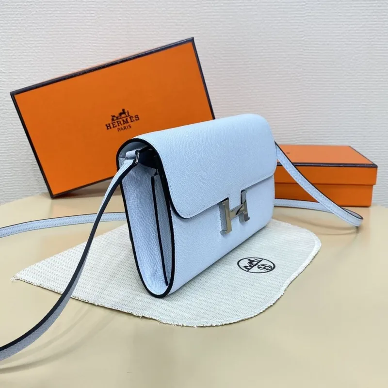 Hermes Light Blue Leather Crossbody Satchel Bag 334 - Image 3