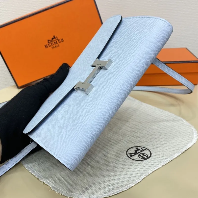 Hermes Light Blue Leather Crossbody Satchel Bag 334 - Image 4