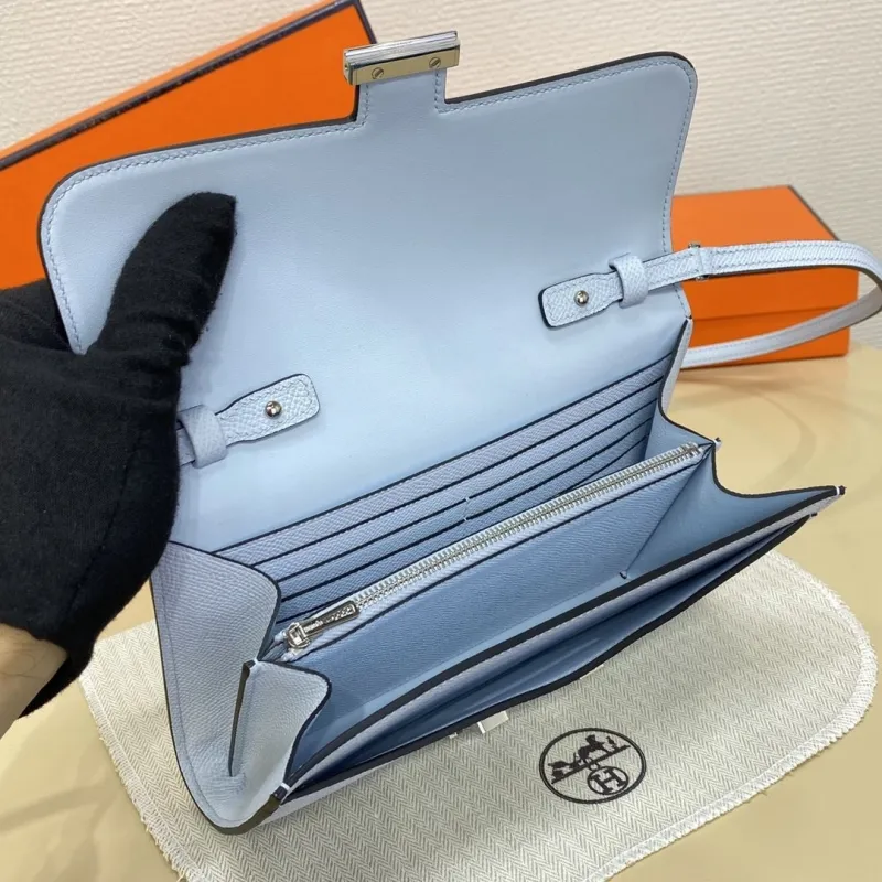 Hermes Light Blue Leather Crossbody Satchel Bag 334 - Image 9