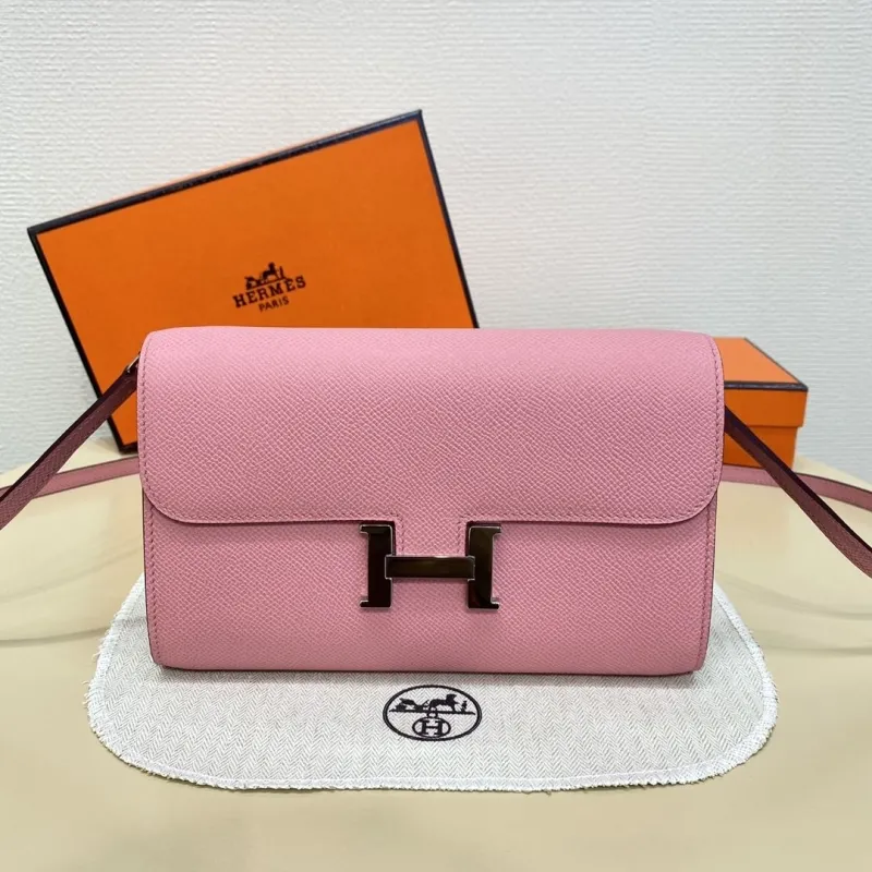 Hermes Pink Leather Satchel Crossbody Bag BDJ932H