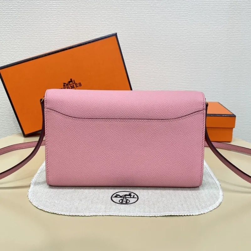 Hermes Pink Leather Crossbody Bag 337 - Image 3