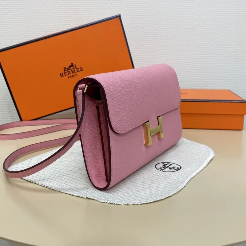 Hermes Pink Leather Crossbody Bag 337 - Image 4