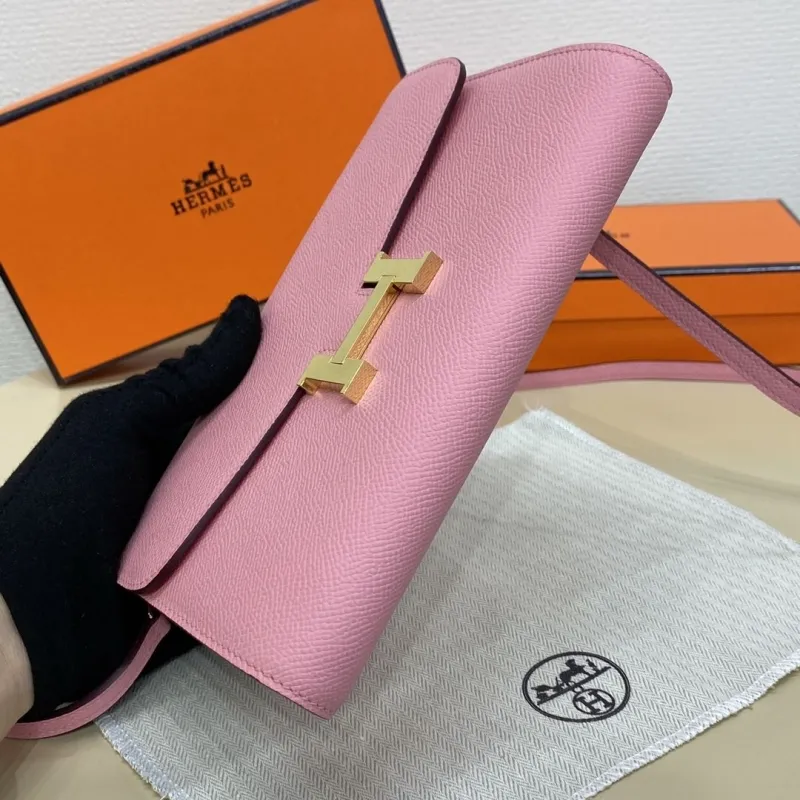 Hermes Pink Leather Crossbody Bag 337 - Image 5
