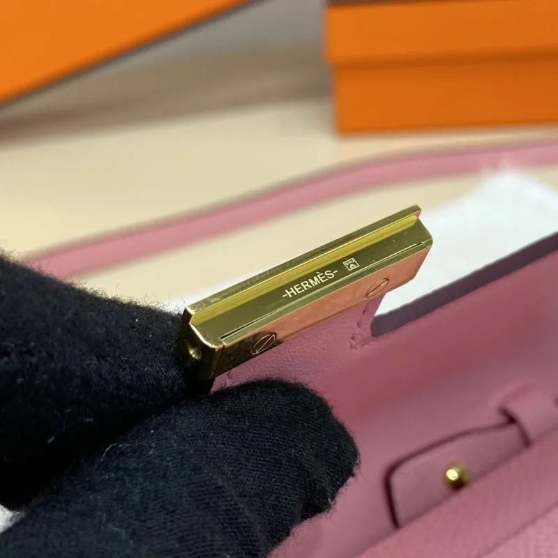 Hermes Pink Leather Crossbody Bag 337 - Image 7