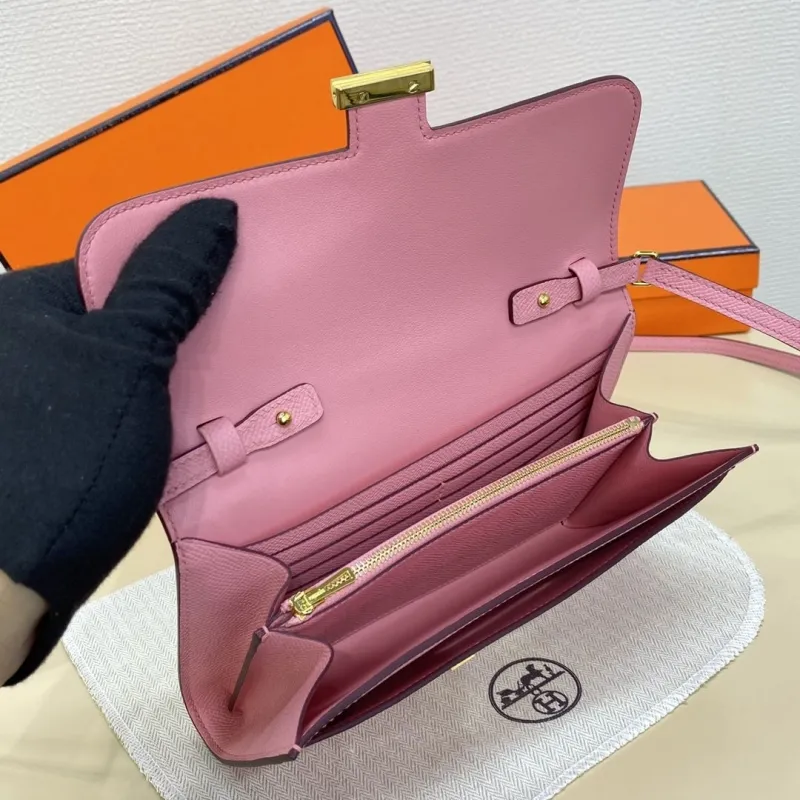 Hermes Pink Leather Crossbody Bag 337 - Image 10