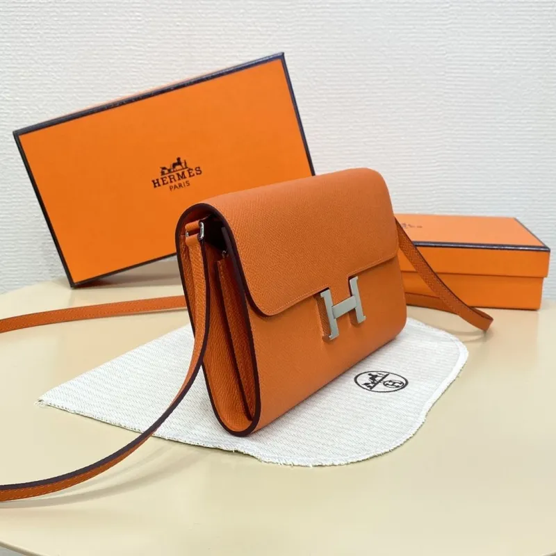 Hermes Orange Crossbody Satchel Bag 338 - Image 4
